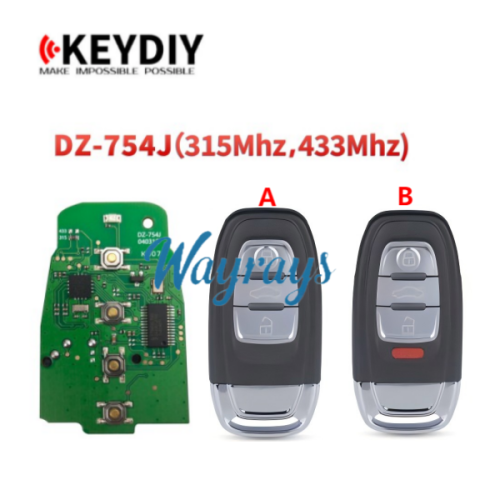 KEYDIY DZ-754J  smart remote for Audi.Supports 315 MHz & 433 MHz,The default frequency is 315 MHz