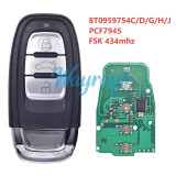 For Audi 8T0959754C/D/G/H/J PCF7945 with FSK 434mhz 3 button remote key