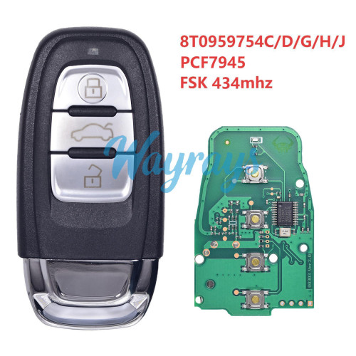For Audi 8T0959754C/D/G/H/J PCF7945 with FSK 434mhz 3 button remote key