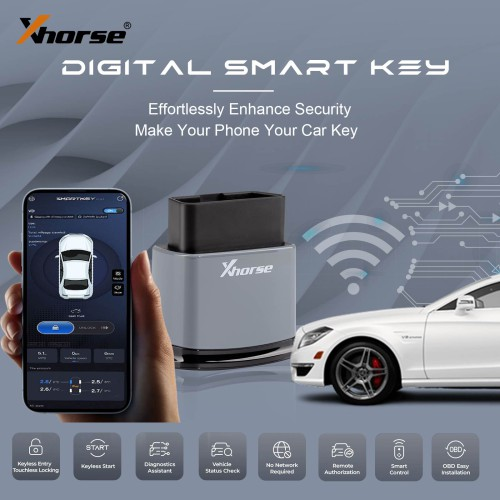 XSBTK0EN Xhorse Bluetooth Digital Smart Key Support Over 90% Keyless Start Function Vehicle Modification Compatible with iOS Android Systems