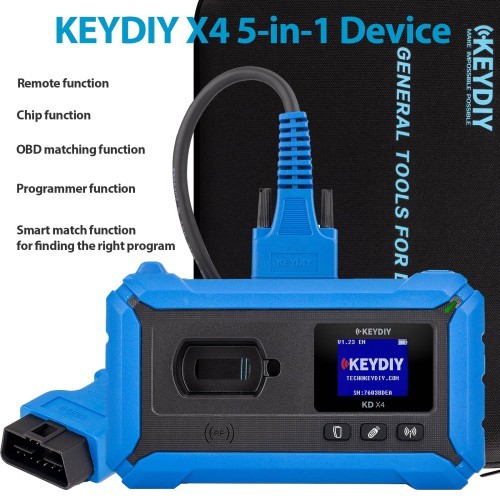 KEYDIY KD-X4 5-in-1 Key Programmer Combines KD Max, KD Mate and KD Mini Prog for Key Recognition/ Generation/ Copying/ Programming/ Matching etc