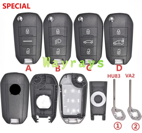 For Citroen key shell with OEM logo place