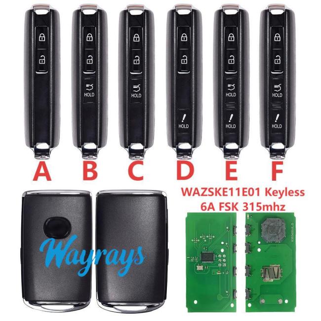 For Mazda WAZSKE11D01 6A chip with FSK 315mhz keyless 2/3/4 button remote key