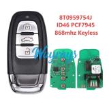 For Audi 8T0959754J ID46 chip PCF7945 with 868mhz keyless 3 button remote key
