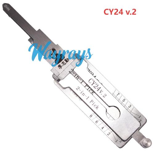 Lishi CY24 2 in 1 tool.Support Chrysler series. 300C. Cruiser. Cherokee. Dodge. Jeep series. EAGLE, Maserati Quattroporte after 2012, Fiat Freemont, Compass