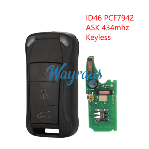 For Porsche ID46 chip PCF7942 with ASK 434mhz keyless 3 button remote key