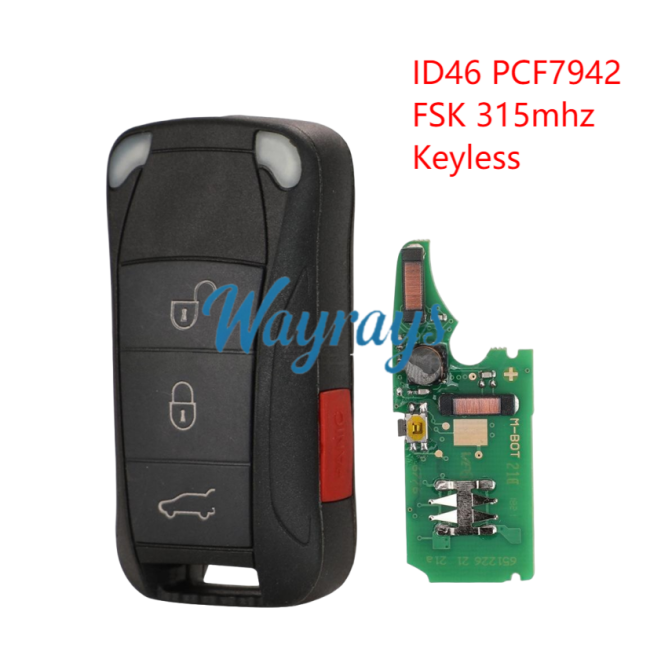 For Porsche ID46 chip PCF7942 with FSK 315mhz keyless 3+1 button remote key