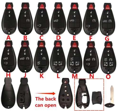 For Chrysler jeep Dodge key shell  with rectangle logo place