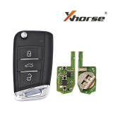 XKMQB1EN Xhorse MQB type 3 button wire remote key (Chrome trim)