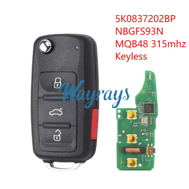For VW 5K0837202BP MQB48 chip with ASK 315mhz keyless 3+1 button remote key