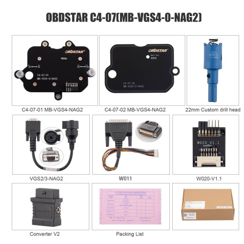 OBDSTAR C4-07 (MB-VGS4-0-NAG2) Adapter Kit Full Configuration. Included TCM-012 and Converter V2 Adapter For OBDSTAR X300 Classic G3 / DC706