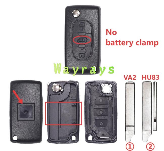 [no battery clamp] For Fiat key shell with square logo place