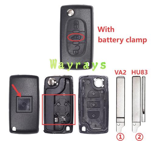 [with battery clamp] For Fiat key shell  with square logo place