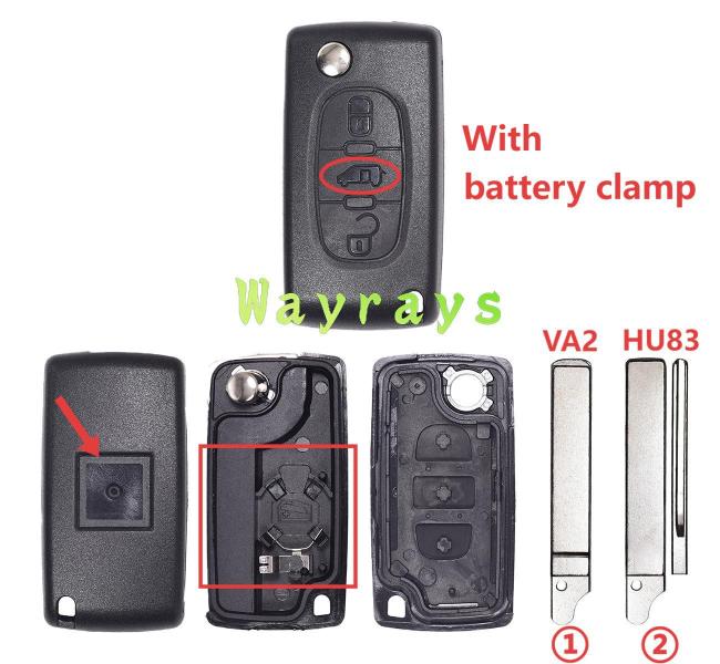 [with battery clamp] For Fiat key shell  with square logo place
