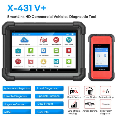 2025 Launch X431 V+ SmartLink HD Heavy Duty Truck Diagnostic Tool for 12V 24V Trucks