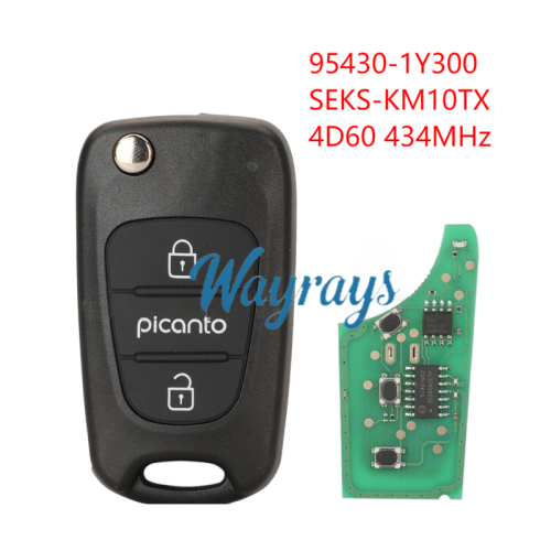 For Kia Picanto 95430-1Y300 SEKS-KM10TX 4D60 chip with 434mhz 3 button remote key