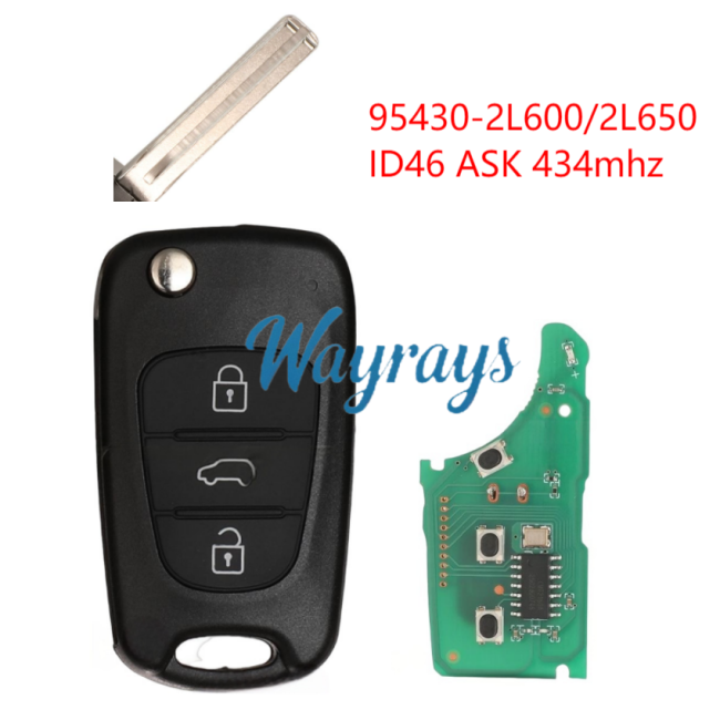 For Hyundai 95430-2L600 95430-2L650 ID46 chip  with ASK 434mhz 3 button remote key