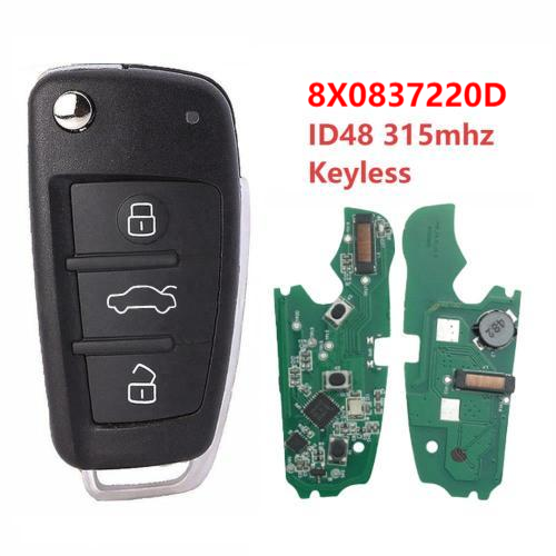 For Audi 8X0837220D ID48 chip with 315mhz keyless 3 button remote key