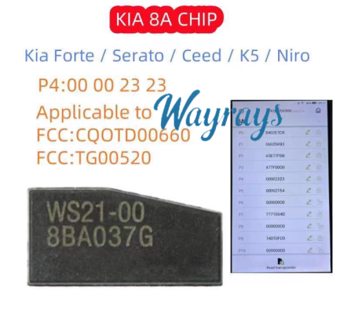 Aftermarket 8A for Kia ceramic transponder chip, the program is different with Toyota