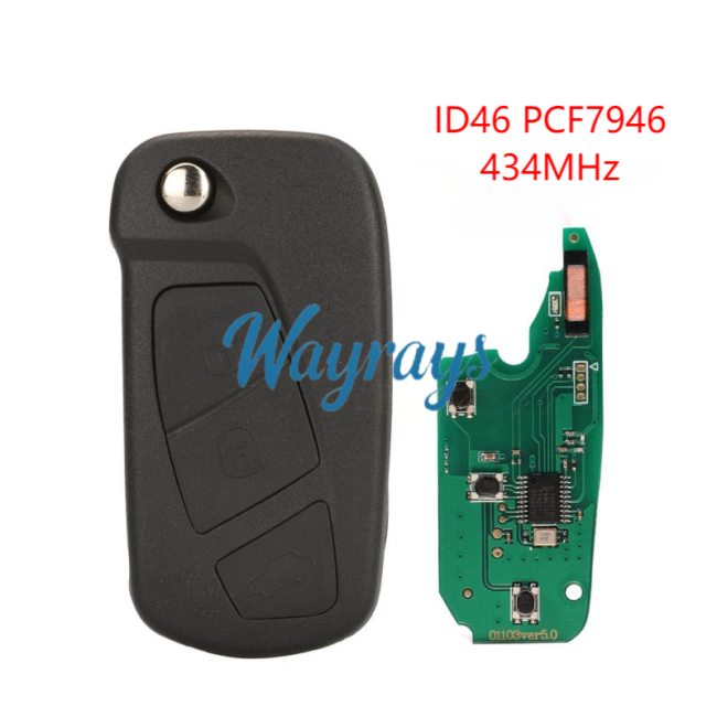 For Ford ID46 chip PCF7946 with 434mhz 3 button remote key