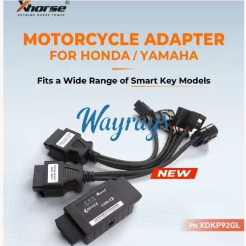 Xhorse Honda/Yamaha motorcycle dedicated adapter, include key matching, anti-theft system detection, and data programming. Honda 12/21/33 pins,Yamaha 12/18 pins