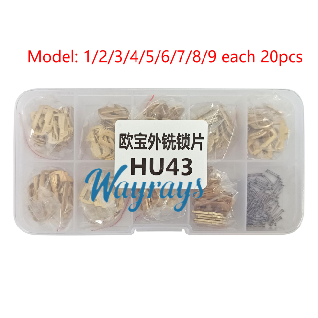 For Opel HU43 lock wafer,1-9 each model 20pcs,total 180pcs