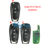 For Chevrolet Cruze Malibu ID46 chip PCF7961E with 434mhz 2/3 button remote key