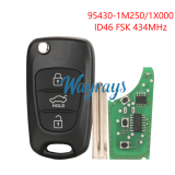 For Kia 95430-1M250 95430-1X000 95430-1P001 ID46 chip with FSK 434mhz 3 button remote key