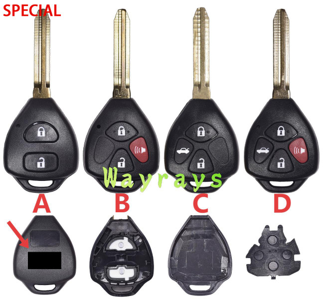 For Toyota key shell with Toy43 blade with OEM logo place