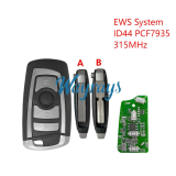 Copy For BMW EWS system ID44 chip PCF7935 with 315mhz modified 4 button flip remote key