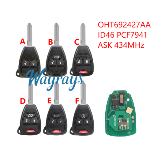 For Chrysler/Dodge OHT692427AA ID46 chip PCF7941A with ASK 434mhz remote key