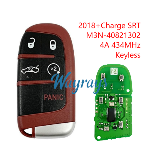 For Dodge 2018+ Charger SRT M3N-40821302 4A chip with 434mhz Keyless 4+1 button remote key