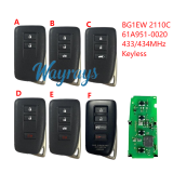 For Lexus IS350 LX560 LX570 BG1EW 2110C 61A951-0020 433/434mhz remote key