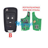Copy For Opel OHT01060512  ID46 chip PCF7937E/HITAG2 with ASK 315mhz remote key