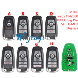For Ford M3N-A2C93142300 ID49 chip HITAG Pro with FSK 315mhz keyless 2+1/3+1 button remote key