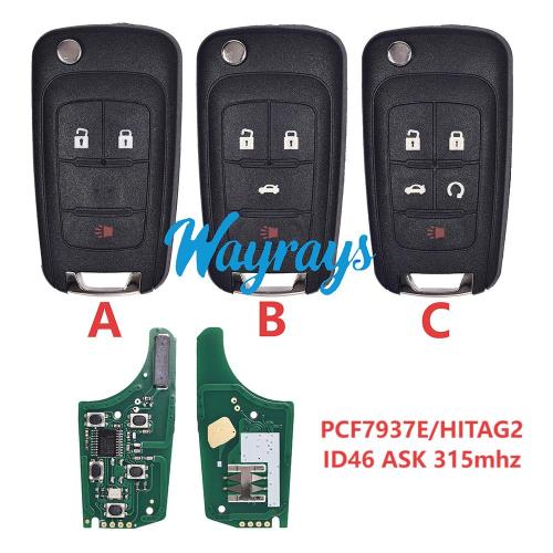 Copy For Opel OHT01060512  ID46 chip PCF7937E/HITAG2 with ASK 315mhz remote key