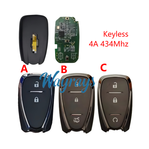Original for Chevrolet 4A chip with 434mhz keyless 2/3 button remote key