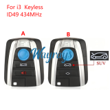 Original for BMW i3 ID49 chip with 434mhz keyless 3+1/4 button remote key