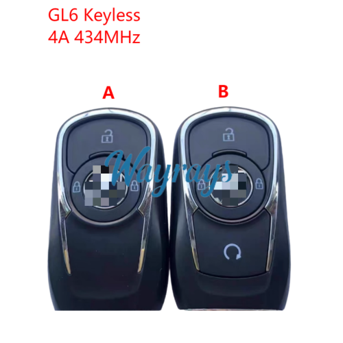 Original for Buick GL6 4A chip with 434mhz keyless 2/3 button remote key