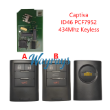 Original for Chevrolet Captiva ID46 chip PCF7952 with 434mhz keyless 2+1/3+1 button remote key