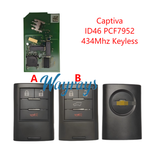 Original for Chevrolet Captiva ID46 chip PCF7952 with 434mhz keyless 2+1/3+1 button remote key
