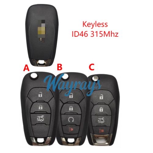 Original for Chevrolet ID46 chip with 315mhz keyless 3/3+1 button remote key