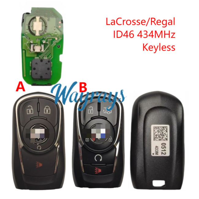 Original for Buick LaCrosse Regal E-ID46 chip with 434mhz keyless 3+1/4+1 button remote key