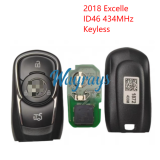 Original for Buick 2018 Excelle ID46 chip with 434mhz keyless 3 button remote key
