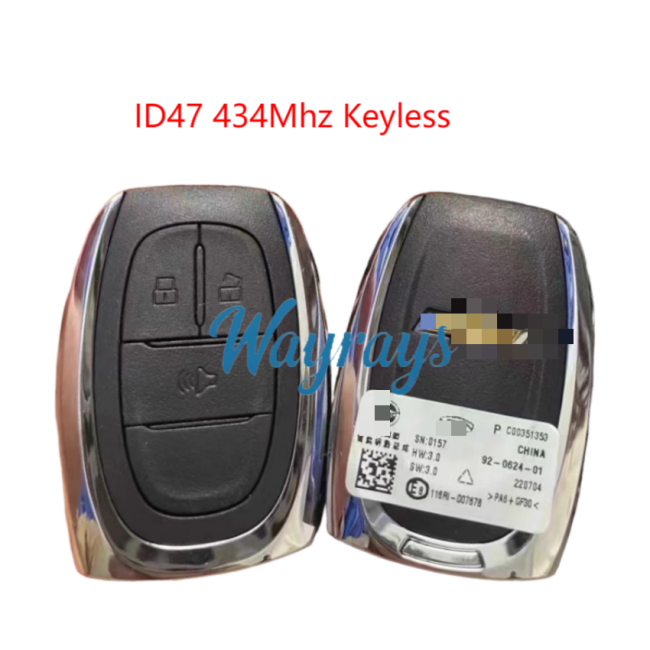 Original for Chevrolet ID47 chip with 434mhz keyless 3 button remote key