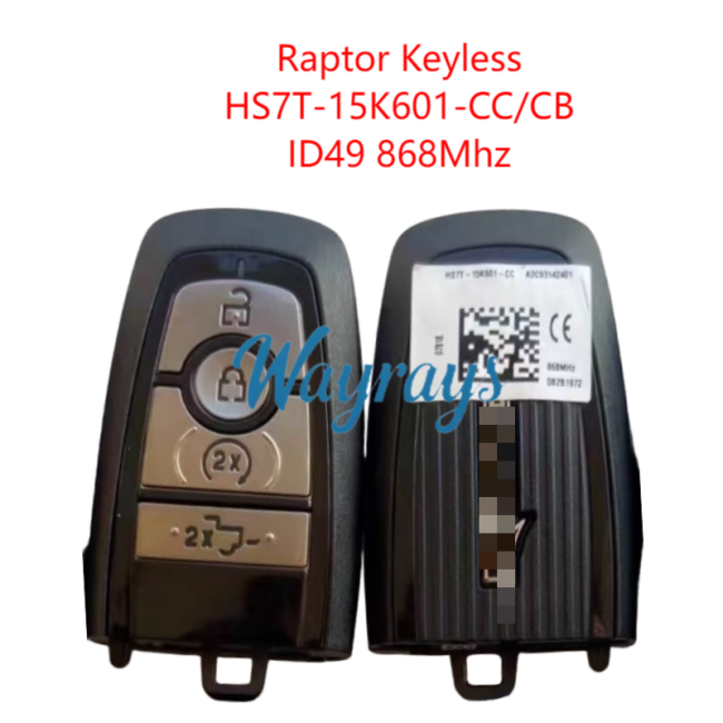 Original for Ford Raptor HS7T-15K601-CC/CB ID49 chip with 868mhz keyless 4 button remote key