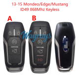 Original for Ford 13-15 Mondeo/Edge/Mustang ID49 chip 868mhz keyless 4/4+1 button remote key