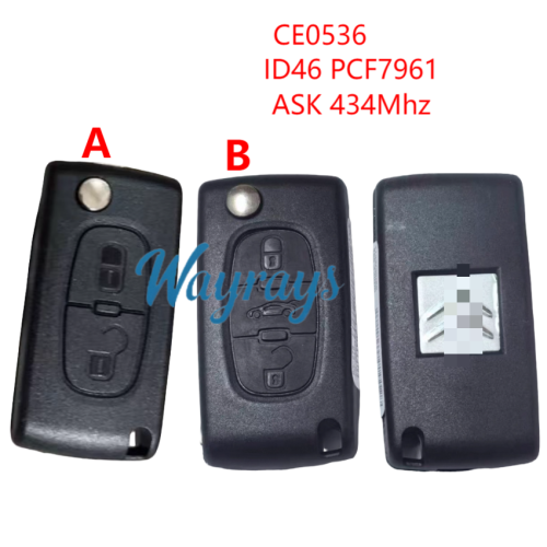 Original for Citroen CE0536 ID46 chip PCF7961 with ASK 434mhz 2/3 button remote key