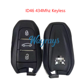 Original for Citroen ID46 chip with 434mhz keyless 3 button remote key