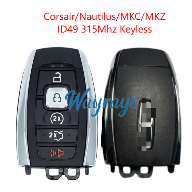 Original for Lincoln Corsair/Nautilus/MKC/MKZ ID49 chip with 315mhz keyless 4+1 button remote key